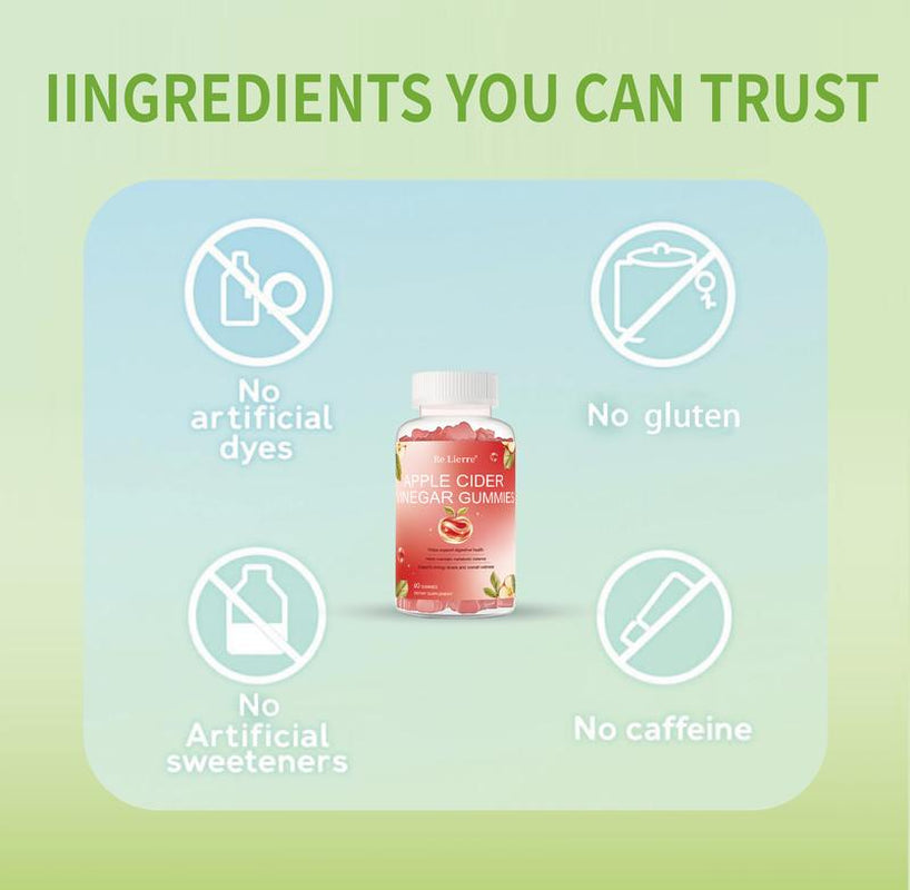 (Re Lierre Official 1 Pack 60 Caps)Apple Cider Vinegar Gummies with Vitamin B12 for Normal Energy Levels and Gut - Dietary Supplement