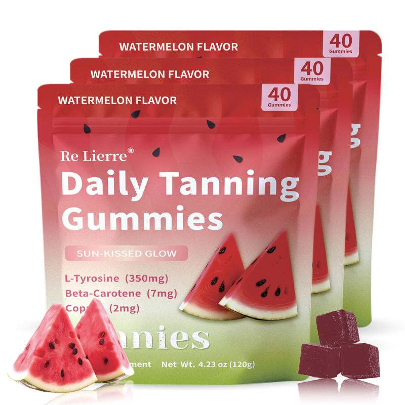 Re Lierre Daily Natural Tanning Gummies | Women | Self Tan Bronzing Skin Supplement | Lycopene, Beta Carotene | Vegan & Non-Gmo | Astaxanthin, Vitamins, 40 Ct, Sun-Free