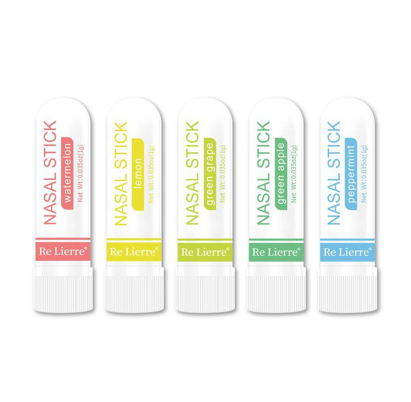 Re Lierre 5-Pack - 2 in 1 Nasal Stick Inhaler with Natural Mint Essential Oil, Aromatherapy Nose Breathing, Fatigue Driving Relief Treatment