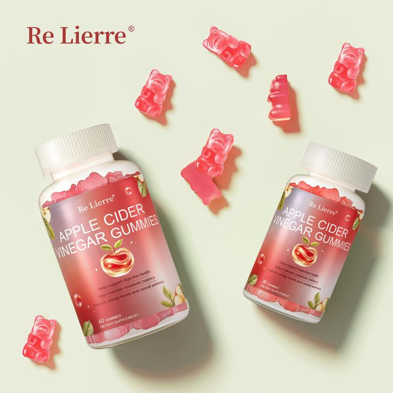 (Re Lierre Official 1 Pack 60 Caps)Apple Cider Vinegar Gummies with Vitamin B12 for Normal Energy Levels and Gut - Dietary Supplement