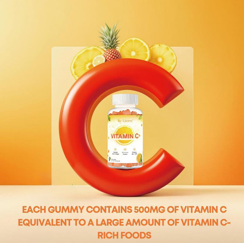 Re Lierre Vitamin C Gummies - Immune Support & Antioxidant Soft Candies with Natural Berry Flavor - Family-Friendly Stress Relief & Energy Booster for Active Lifestyles - Fitness, Healthcare