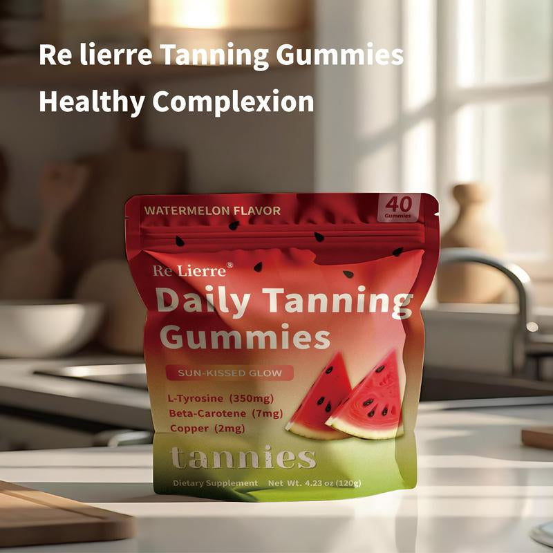 Daily Natural Tanning Gummies | Women | Self Tan Bronzing Skin Supplement | Lycopene, Beta Carotene | Vegan & Non-Gmo | Astaxanthin, Vitamins, 40 Ct, Sun-Free