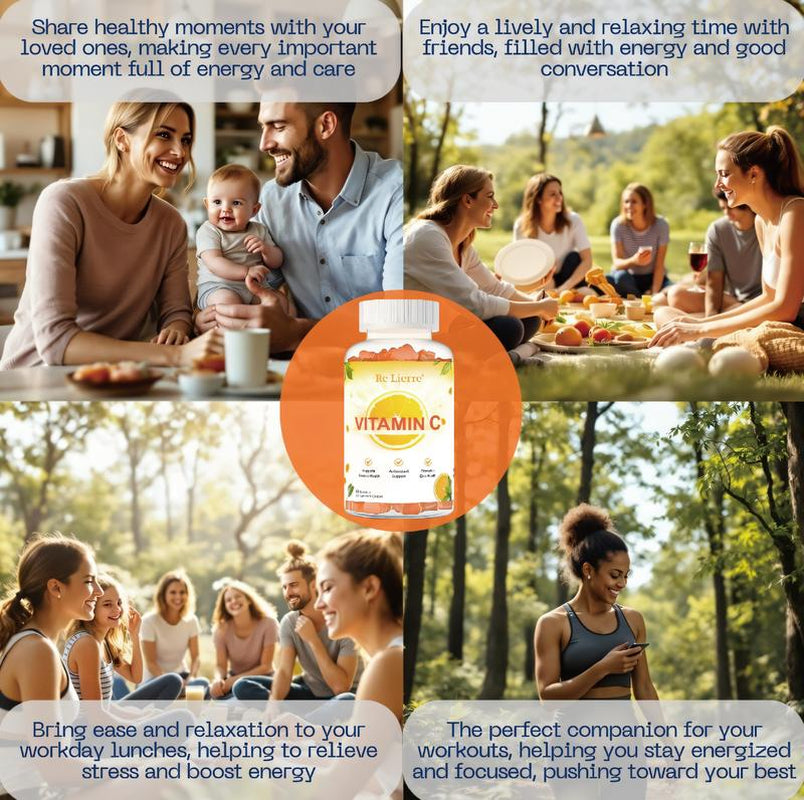 Re Lierre Vitamin C Gummies - Immune Support & Antioxidant Soft Candies with Natural Berry Flavor - Family-Friendly Stress Relief & Energy Booster for Active Lifestyles - Fitness, Healthcare