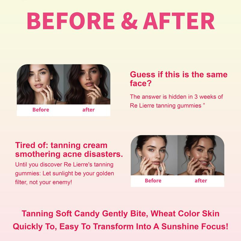 Daily Natural Tanning Gummies | Women | Self Tan Bronzing Skin Supplement | Lycopene, Beta Carotene | Vegan & Non-Gmo | Astaxanthin, Vitamins, 40 Ct, Sun-Free