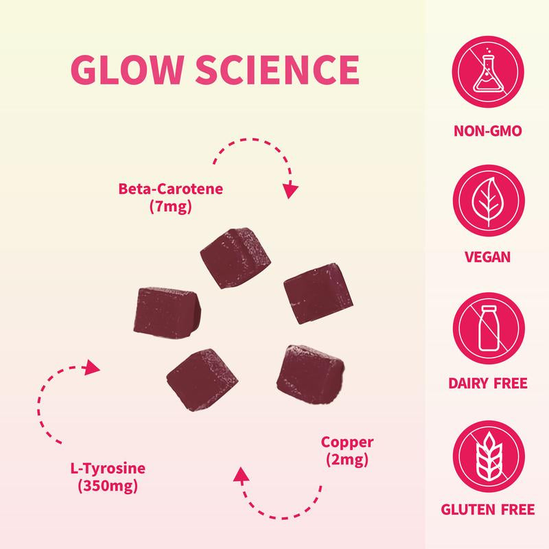 Daily Natural Tanning Gummies | Women | Self Tan Bronzing Skin Supplement | Lycopene, Beta Carotene | Vegan & Non-Gmo | Astaxanthin, Vitamins, 40 Ct, Sun-Free