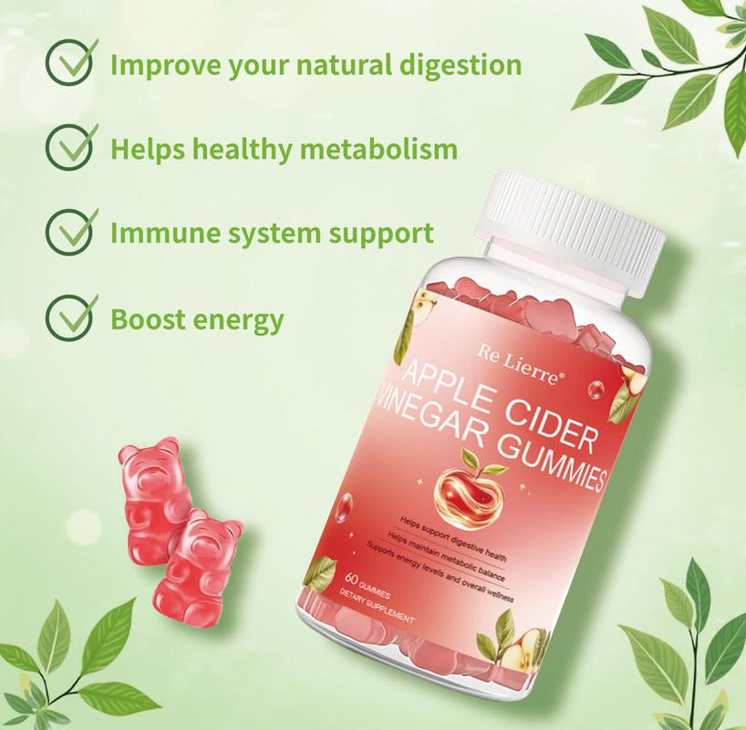 (Re Lierre Official 1 Pack 60 Caps)Apple Cider Vinegar Gummies with Vitamin B12 for Normal Energy Levels and Gut - Dietary Supplement
