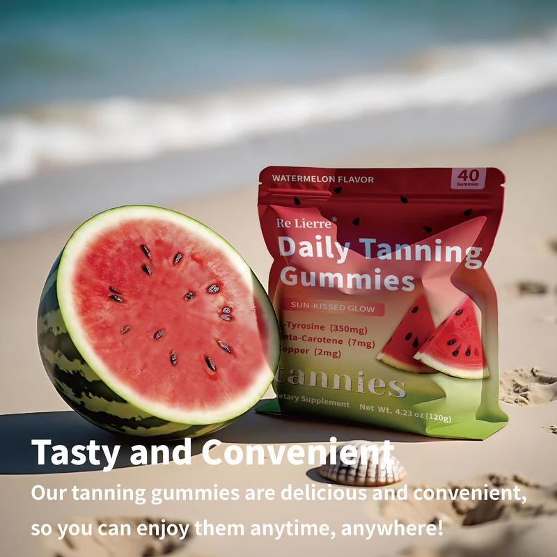 Daily Natural Tanning Gummies | Women | Self Tan Bronzing Skin Supplement | Lycopene, Beta Carotene | Vegan & Non-Gmo | Astaxanthin, Vitamins, 40 Ct, Sun-Free