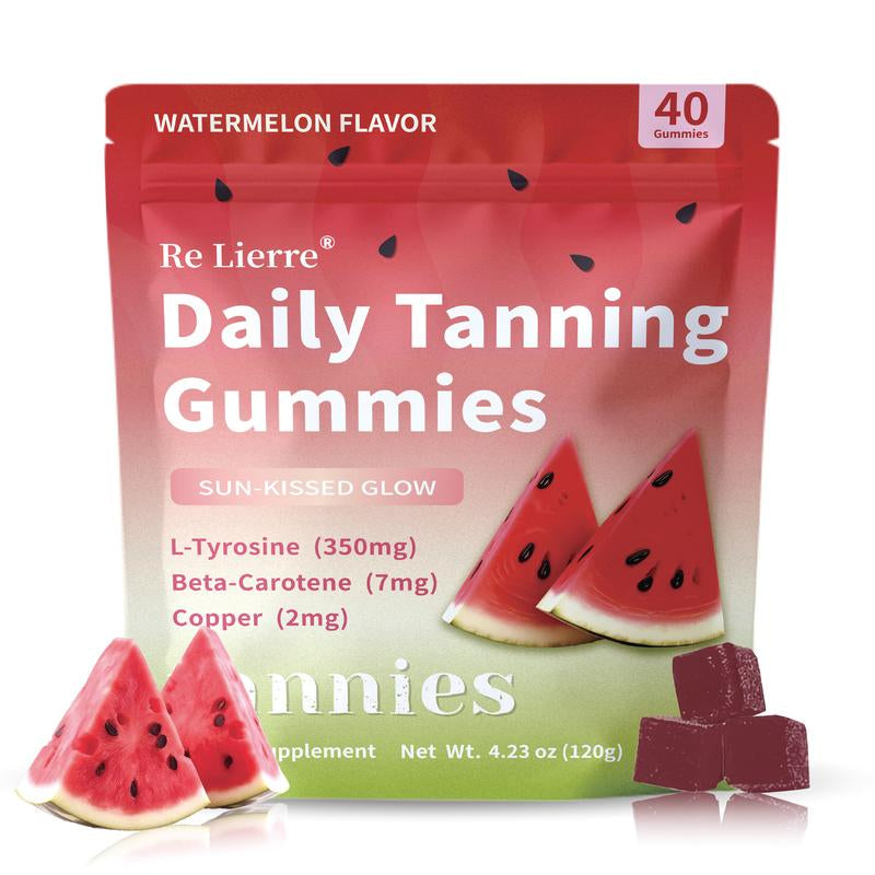Daily Natural Tanning Gummies | Women | Self Tan Bronzing Skin Supplement | Lycopene, Beta Carotene | Vegan & Non-Gmo | Astaxanthin, Vitamins, 40 Ct, Sun-Free