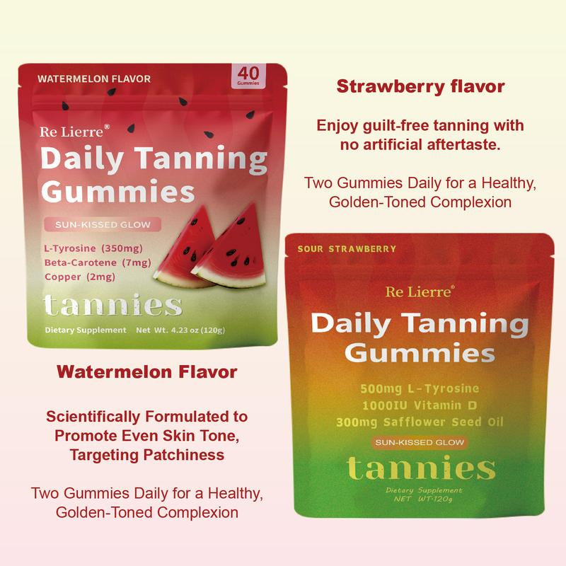 Daily Natural Tanning Gummies | Women | Self Tan Bronzing Skin Supplement | Lycopene, Beta Carotene | Vegan & Non-Gmo | Astaxanthin, Vitamins, 40 Ct, Sun-Free