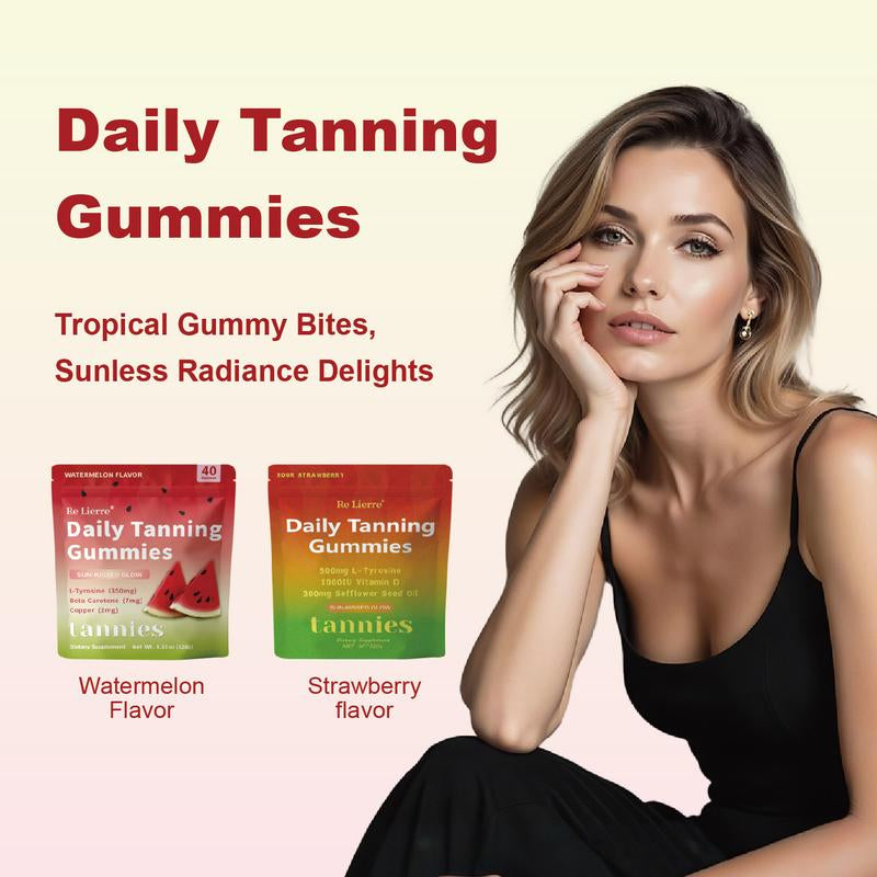 Daily Natural Tanning Gummies | Women | Self Tan Bronzing Skin Supplement | Lycopene, Beta Carotene | Vegan & Non-Gmo | Astaxanthin, Vitamins, 40 Ct, Sun-Free